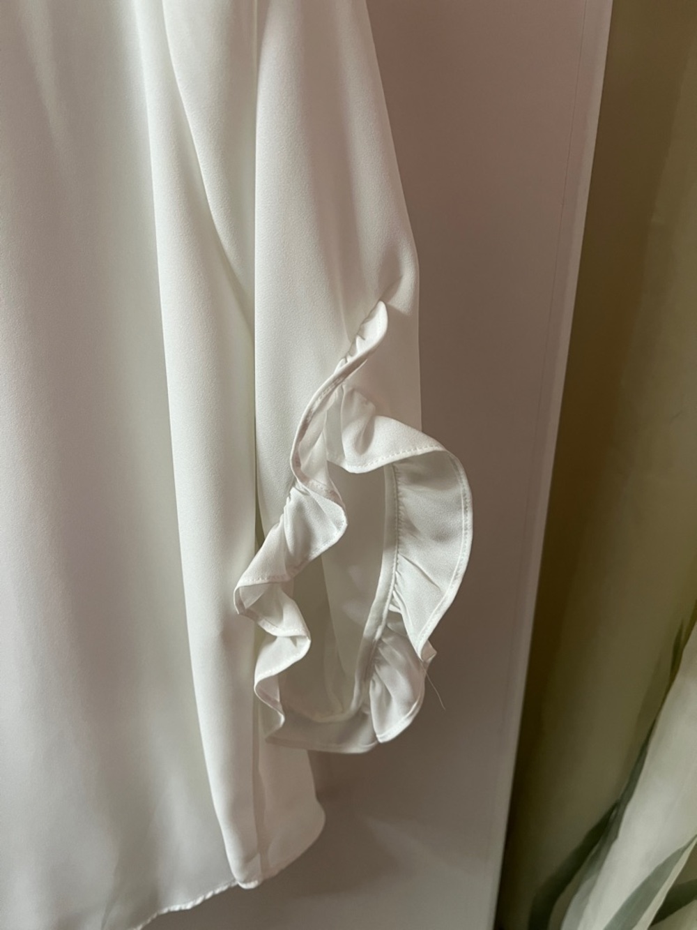 Calvin Klein White Ruffle Sleeve Blouse - Picture 4 of 6